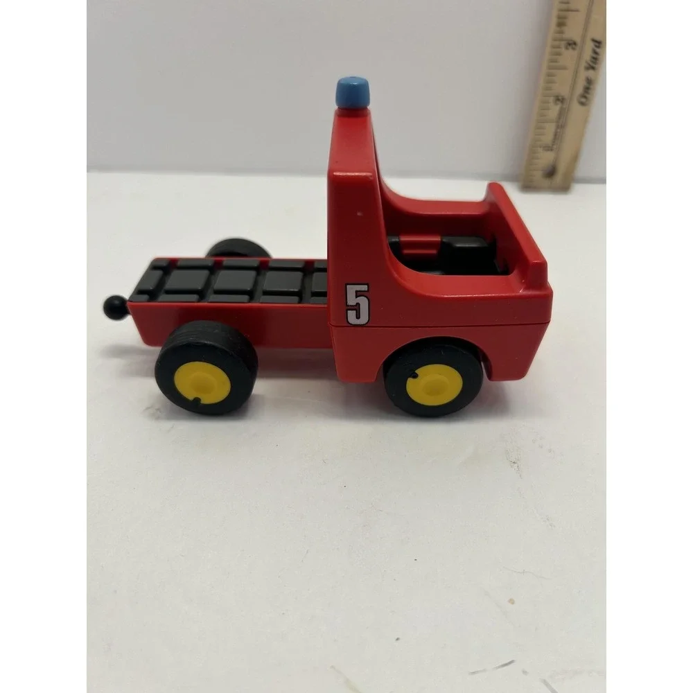 Vintage 1980 Playmobil Red Fire Truck Toy Small Plastic Vehicle No 5 Kids Play